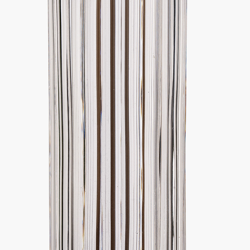 Ciara Clear Glass and Antique Bronze Metal Table Lamp Base with Stellan 35cm Black Slubbed Silk Mix Gold Lined Cylinder Lampshade