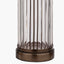 Ciara Clear Glass and Antique Bronze Metal Table Lamp Base with Stellan 35cm Black Slubbed Silk Mix Gold Lined Cylinder Lampshade