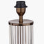 Ciara Clear Glass and Antique Bronze Metal Table Lamp Base with Stellan 35cm Duck Egg Slubbed Silk Mix Gold Lined Cylinder Lampshade