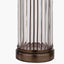 Ciara Clear Glass and Antique Bronze Metal Table Lamp Base with Stellan 35cm Duck Egg Slubbed Silk Mix Gold Lined Cylinder Lampshade