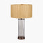 Ciara Clear Glass and Antique Bronze Metal Table Lamp Base with Stellan 35cm Gold Slubbed Silk Mix Gold Lined Cylinder Lampshade