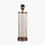 Ciara Clear Glass and Antique Bronze Metal Table Lamp Base with Lino 35cm Cinnamon Self Lined Linen Cylinder Lampshade