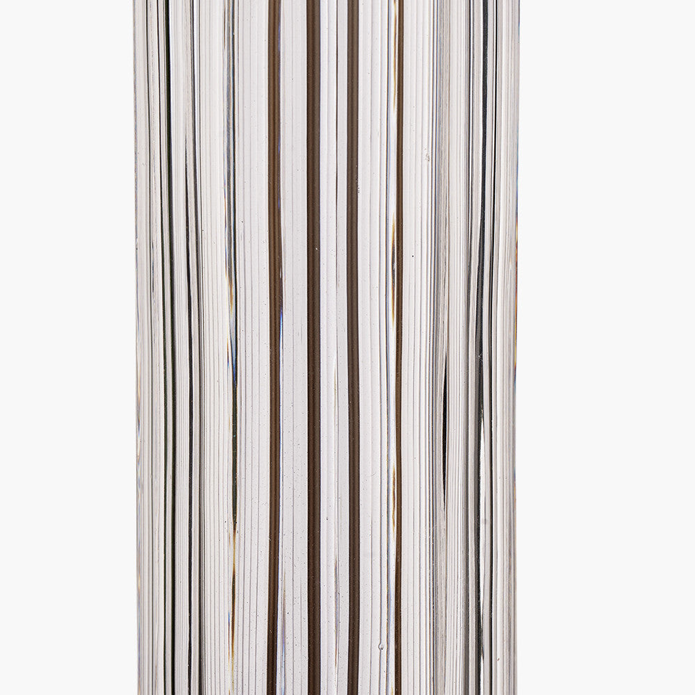 Ciara Clear Glass and Antique Bronze Metal Table Lamp Base with Lino 35cm Cinnamon Self Lined Linen Cylinder Lampshade