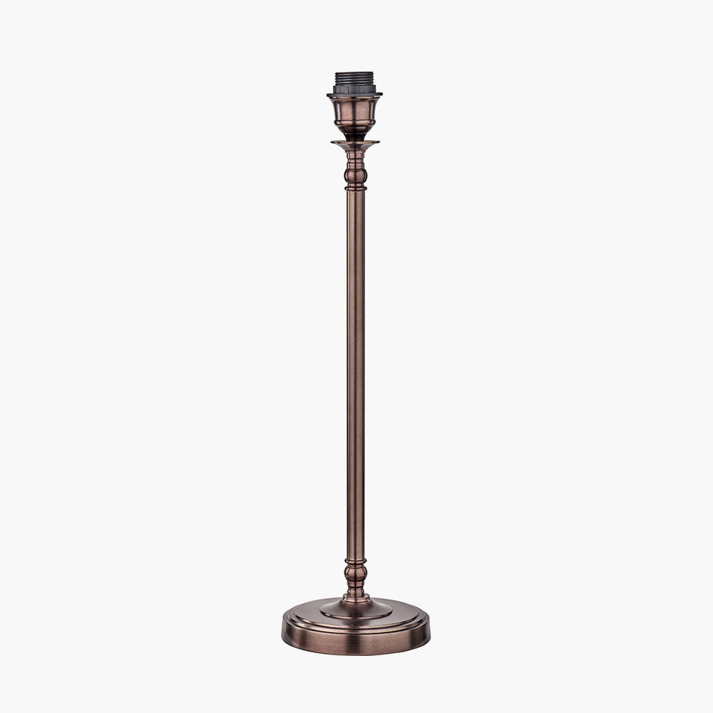Piero Antique Bronze Metal Candlestick Table Lamp Base with Vienna 35cm Black Chevron Mushroom Pleat Lampshade
