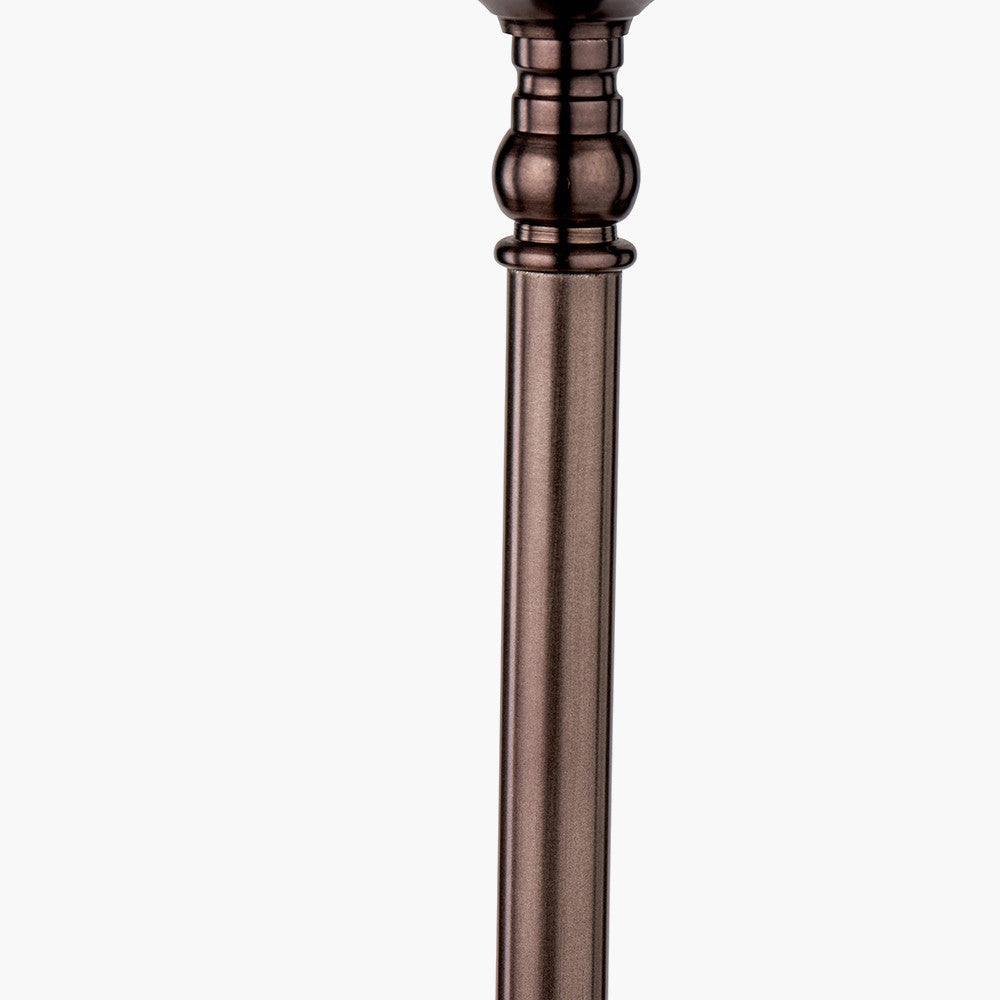 Piero Antique Bronze Metal Candlestick Table Lamp Base with Vienna 35cm Black Chevron Mushroom Pleat Lampshade