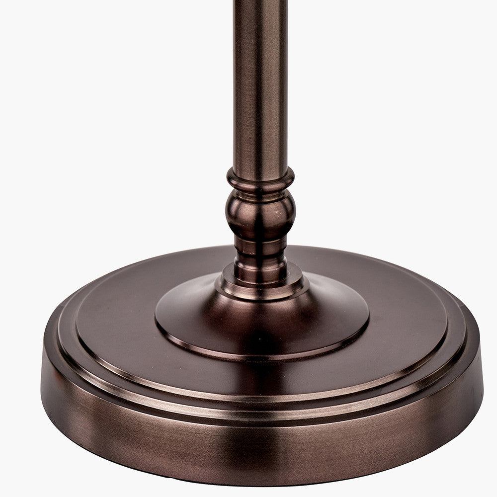 Piero Antique Bronze Metal Candlestick Table Lamp Base with Vienna 35cm Red Chevron Mushroom Pleat Lampshade