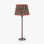 Piero Antique Bronze Metal Candlestick Table Lamp Base with Floressa 35cm Red Floral Patterned Mushroom Pleat Tapered Lamp Shade