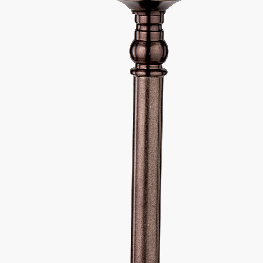 Piero Antique Bronze Metal Candlestick Table Lamp Base with Floressa 35cm Red Floral Patterned Mushroom Pleat Tapered Lamp Shade