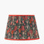 Piero Antique Bronze Metal Candlestick Table Lamp Base with Floressa 35cm Red Floral Patterned Mushroom Pleat Tapered Lamp Shade