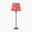 Piero Antique Bronze Metal Candlestick Table Lamp Base with Kamilah 35cm Red Chevron Patterned Mushroom Pleat Tapered Lamp Shade