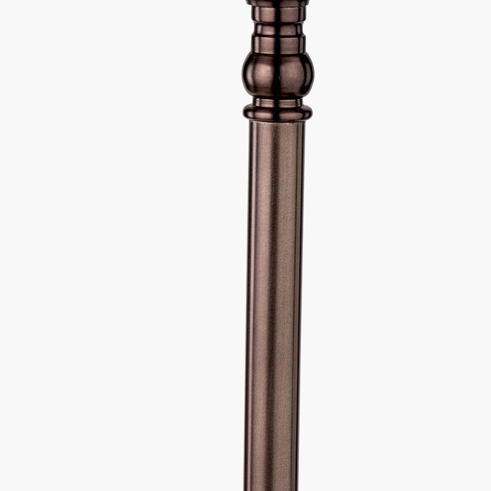 Piero Antique Bronze Metal Candlestick Table Lamp Base with Kamilah 35cm Red Chevron Patterned Mushroom Pleat Tapered Lamp Shade