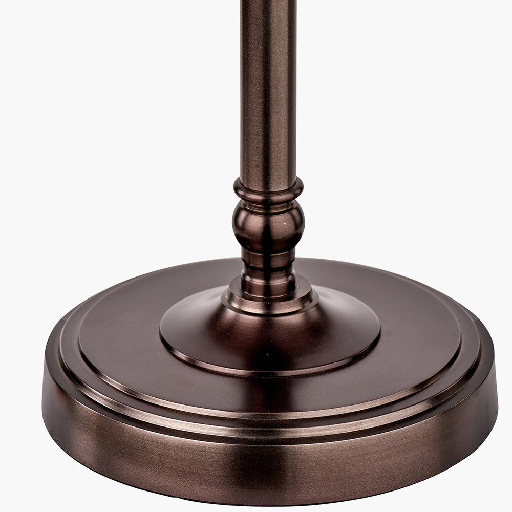 Piero Antique Bronze Metal Candlestick Table Lamp Base with Kamilah 35cm Red Chevron Patterned Mushroom Pleat Tapered Lamp Shade