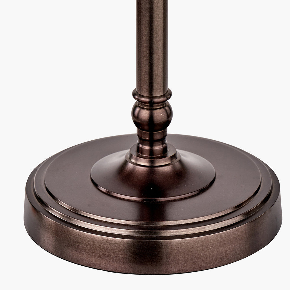 Piero Antique Bronze Metal Candlestick Table Lamp Base with Ornella 35cm Green Floral Design Mushroom Pleat Empire Lamp Shade