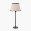 Piero Antique Bronze Metal Candlestick Table Lamp Base with Tabitha 35cm Cream Jute Scalloped Edge Tapered Lamp Shade with Contrast Binding