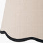 Piero Antique Bronze Metal Candlestick Table Lamp Base with Tabitha 35cm Cream Jute Scalloped Edge Tapered Lamp Shade with Contrast Binding