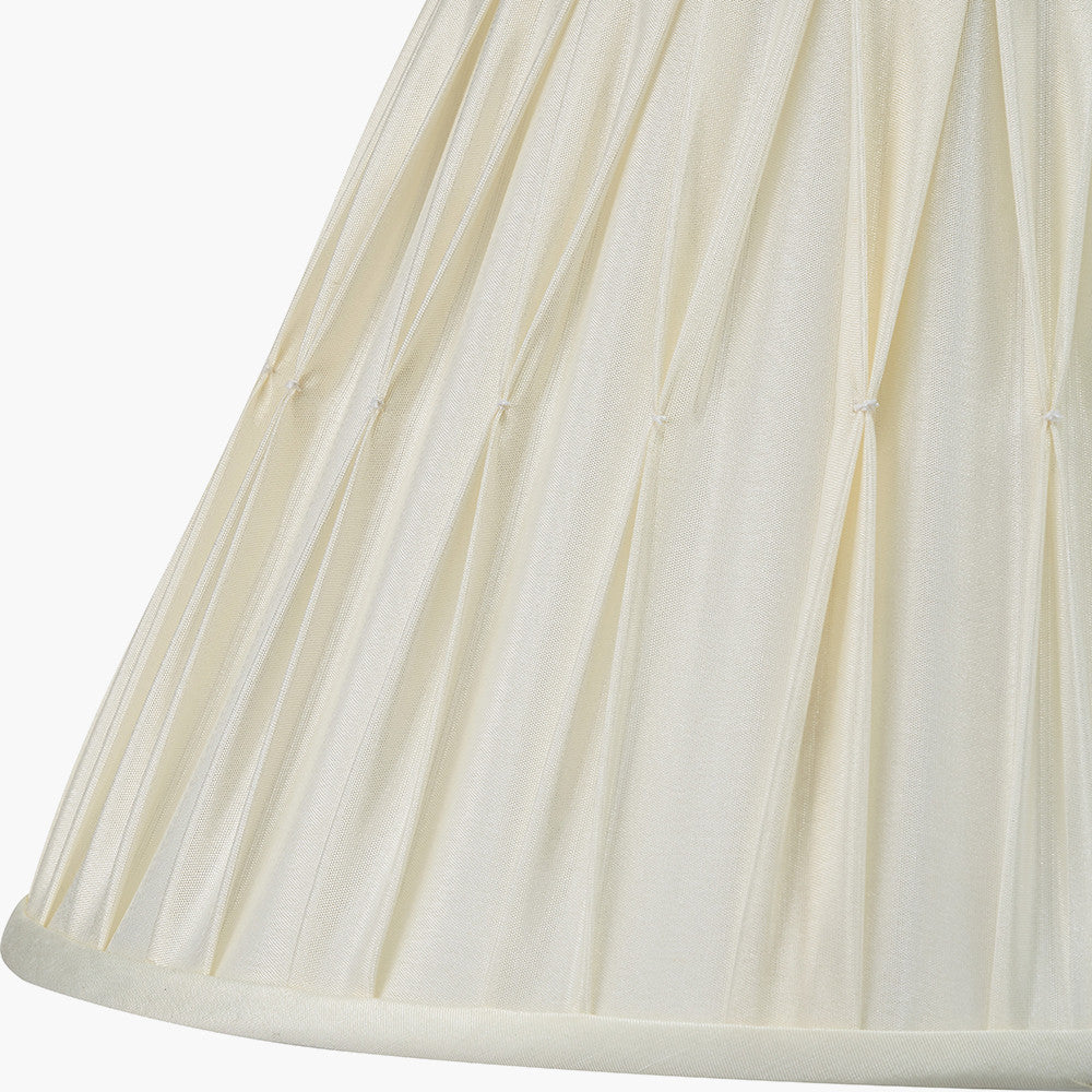 Piero Antique Bronze Metal Candlestick Table Lamp Base with Garbo 35cm Cream Silk Mix Pinch Pleat Tapered Lampshade