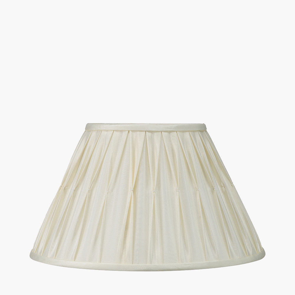 Piero Antique Bronze Metal Candlestick Table Lamp Base with Garbo 35cm Cream Silk Mix Pinch Pleat Tapered Lampshade