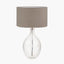 Elysia Bubble Glass and Silver Metal Curved Table Lamp Base with Edward 40cm Natural Linen Cylinder Lampshade