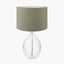 Elysia Bubble Glass and Silver Metal Curved Table Lamp Base with Edward 40cm Pistachio Green Linen Cylinder Lampshade