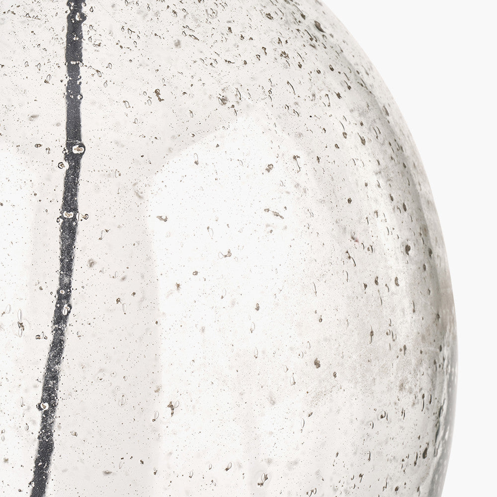 Elysia Bubble Glass and Silver Metal Curved Table Lamp Base with Edward 40cm Pistachio Green Linen Cylinder Lampshade