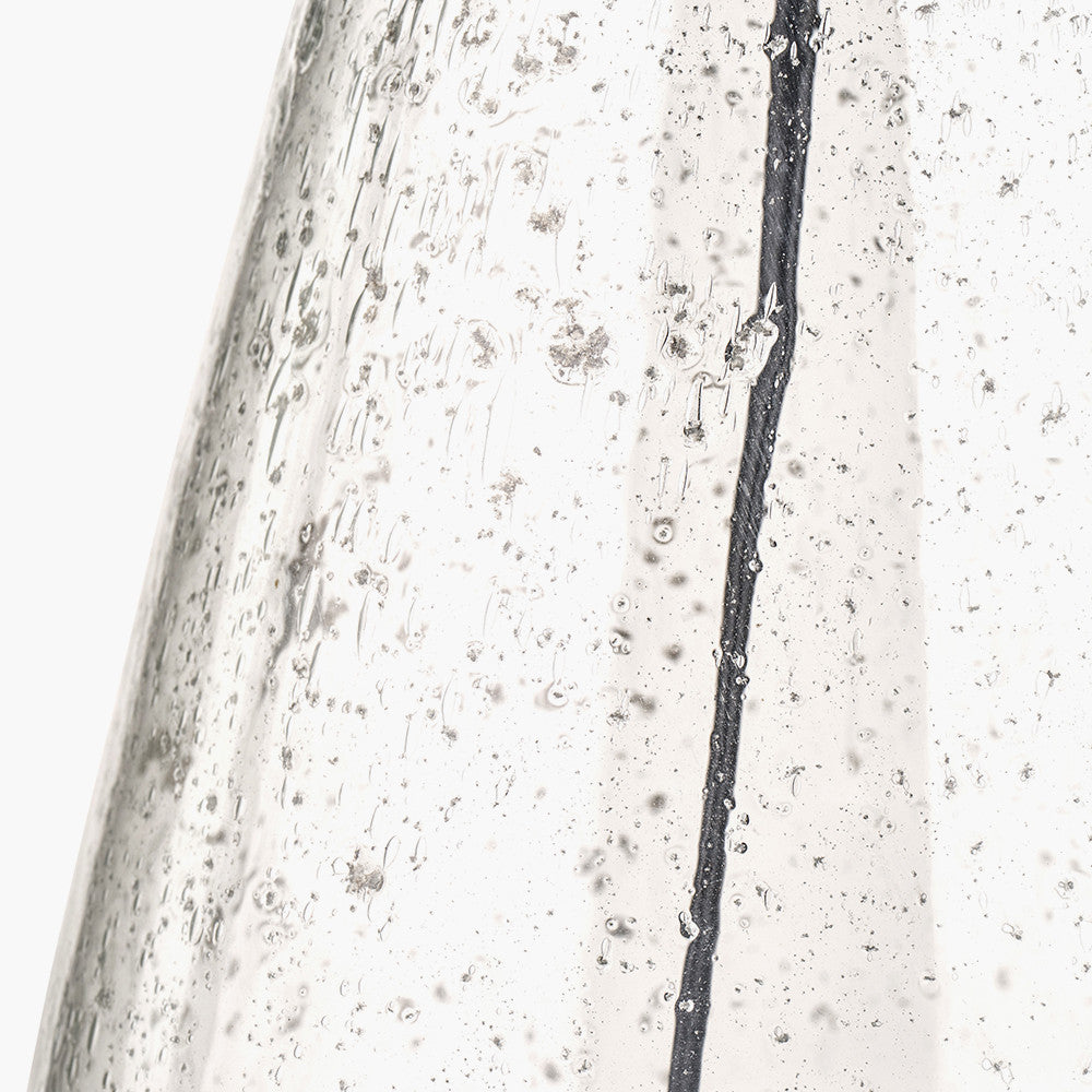 Elysia Bubble Glass and Silver Metal Table Lamp Base with Edward 40cm Natural Linen Cylinder Lampshade