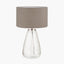 Elysia Bubble Glass and Silver Metal Table Lamp Base with Edward 40cm Natural Linen Cylinder Lampshade