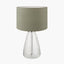 Elysia Bubble Glass and Silver Metal Table Lamp Base with Edward 40cm Pistachio Green Linen Cylinder Lampshade