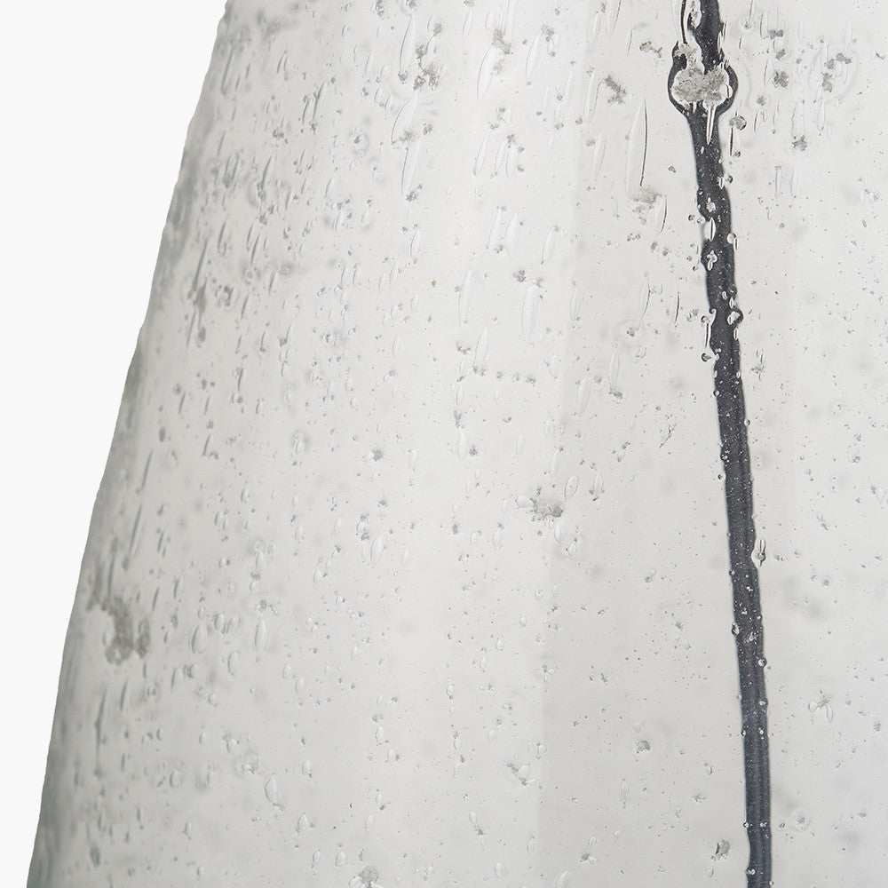 Elysia Bubble Glass and Silver Metal Table Lamp Base with Edward 40cm Pistachio Green Linen Cylinder Lampshade