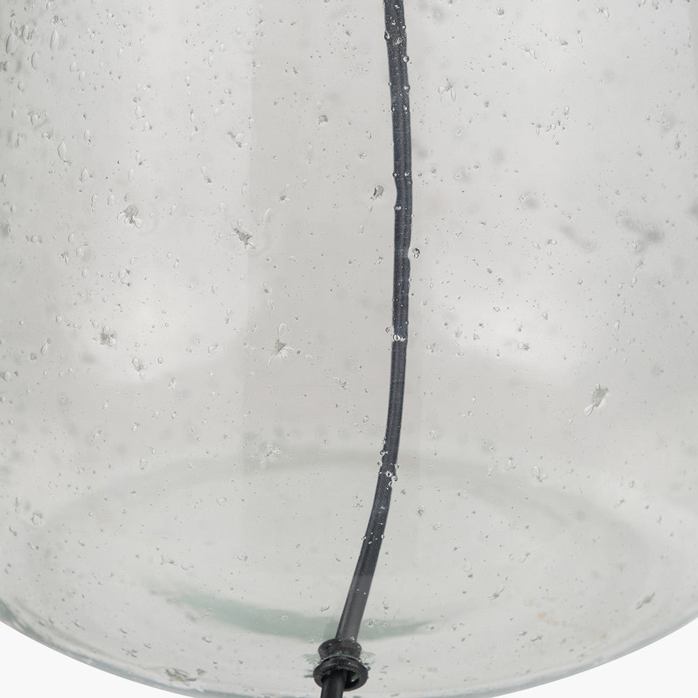 Elysia Bubble Glass and Silver Metal Table Lamp Base with Edward 40cm Pistachio Green Linen Cylinder Lampshade