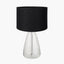 Elysia Bubble Glass and Silver Metal Table Lamp Base with Lino 40cm Black Self Lined Linen Cylinder Lampshade