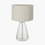 Elysia Bubble Glass and Silver Metal Table Lamp Base with Lino 40cm Grey Self Lined Linen Cylinder Lampshade