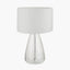 Elysia Bubble Glass and Silver Metal Table Lamp Base with Lino 40cm White Self Lined Linen Cylinder Lampshade