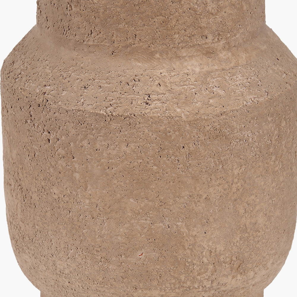 Gaiana Concrete Brown Stoneware Table Lamp Base with Milos 35cm Natural Linen Tapered Lampshade