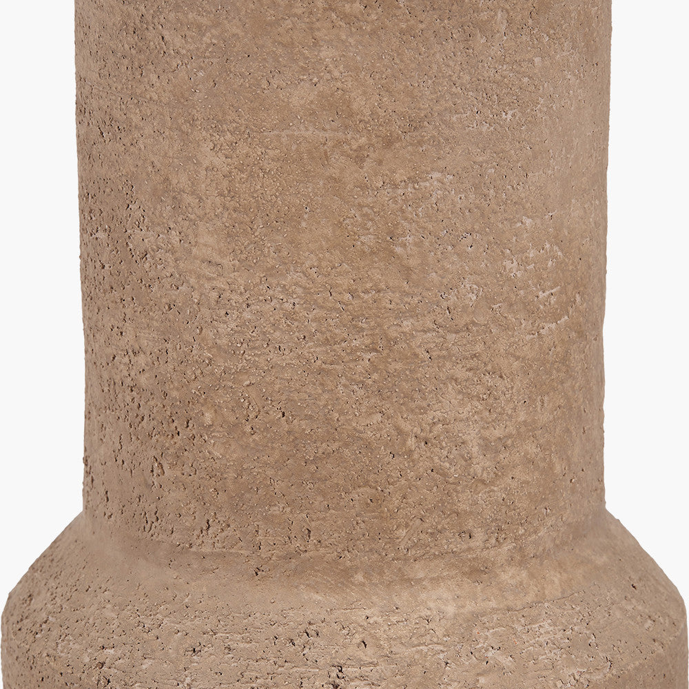 Gaiana Concrete Brown Stoneware Table Lamp Base with Milos 35cm Pistachio Green Linen Tapered Lampshade