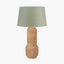 Gaiana Concrete Brown Stoneware Table Lamp Base with Milos 35cm Pistachio Green Linen Tapered Lampshade