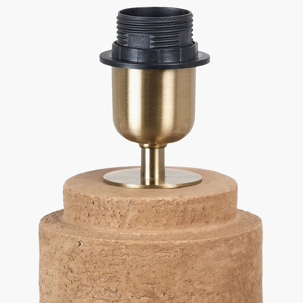 Gaiana Concrete Brown Stoneware Table Lamp Base with Edward 35cm Pistachio Green Linen Cylinder Lampshade