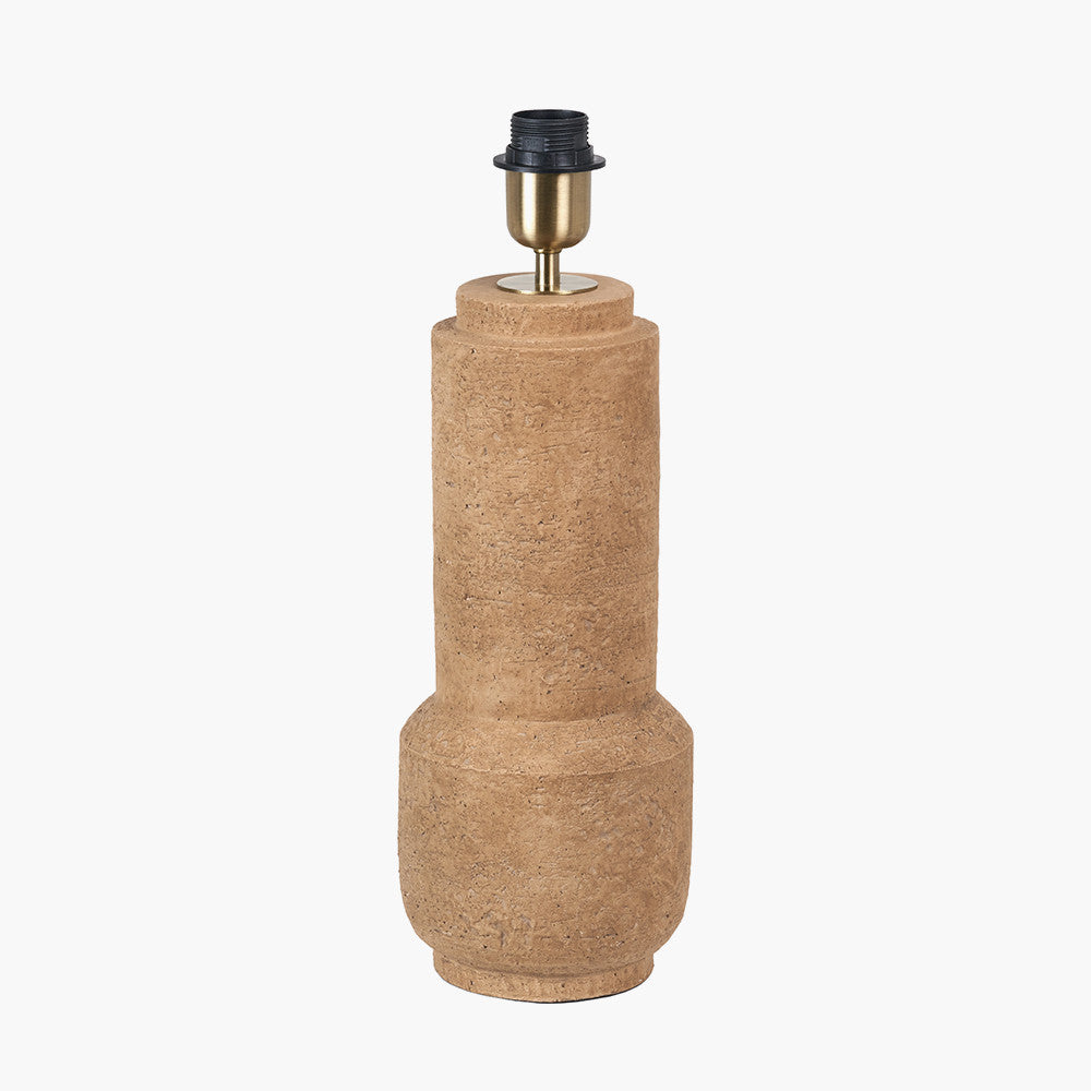 Gaiana Concrete Brown Stoneware Table Lamp Base with Lino 35cm Cinnamon Self Lined Linen Cylinder Lampshade