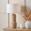 Gaiana Concrete Brown Stoneware Table Lamp Base with Lino 35cm White Self Lined Linen Cylinder Lampshade