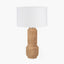 Gaiana Concrete Brown Stoneware Table Lamp Base with Lino 35cm White Self Lined Linen Cylinder Lampshade