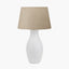 Eirene White Textured Stoneware Table Lamp Base with Milos 40cm Natural Linen Tapered Lampshade