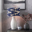 Eirene White Textured Stoneware Table Lamp Base with Lars 40cm Ocean Blue Ikat Patterned Cylinder Lampshade
