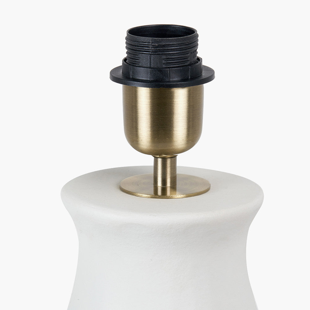 Eirene White Textured Stoneware Table Lamp Base with Lars 40cm Racing Green Ikat Patterned Cylinder Lampshade