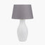 Eirene White Textured Stoneware Table Lamp Base with Lys 40cm Steel Grey Self Lined Linen Tapered Lampshade