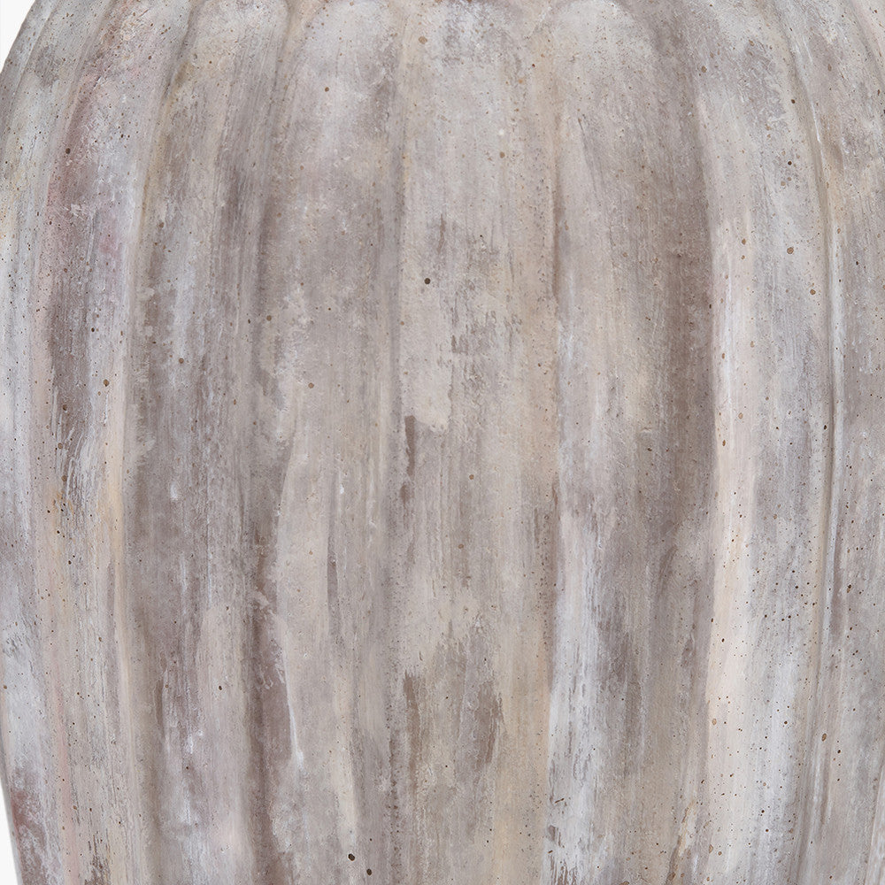 Ambrosia Natural Grooved Stoneware Table Lamp Base with Vienna 35cm Black Chevron Mushroom Pleat Lampshade