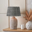 Ambrosia Natural Grooved Stoneware Table Lamp Base with Vienna 35cm Black Chevron Mushroom Pleat Lampshade
