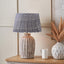 Ambrosia Natural Grooved Stoneware Table Lamp Base with Vienna 35cm Blue Chevron Mushroom Pleat Lampshade