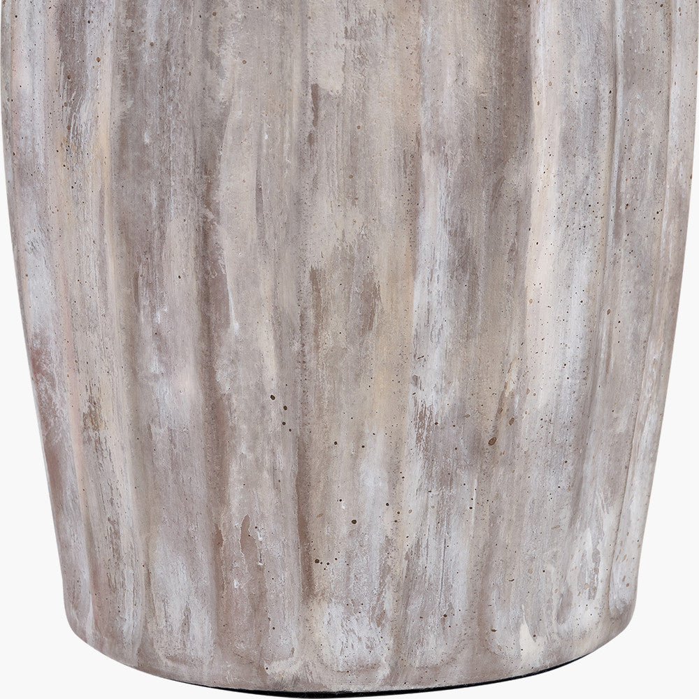 Ambrosia Natural Grooved Stoneware Table Lamp Base with Vienna 35cm Forest Green Chevron Mushroom Pleat Lampshade