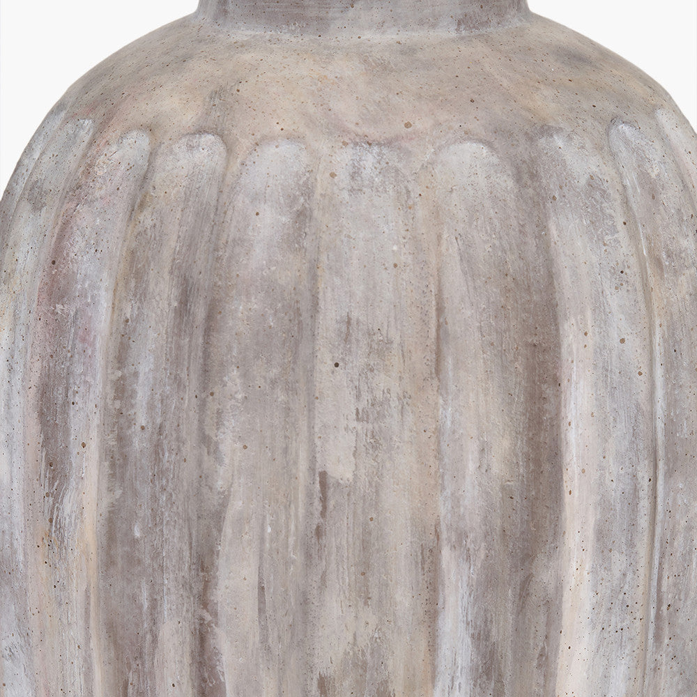 Ambrosia Natural Grooved Stoneware Table Lamp Base with Vienna 35cm Forest Green Chevron Mushroom Pleat Lampshade