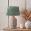 Ambrosia Natural Grooved Stoneware Table Lamp Base with Vienna 35cm Forest Green Chevron Mushroom Pleat Lampshade
