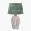 Ambrosia Natural Grooved Stoneware Table Lamp Base with Vienna 35cm Forest Green Chevron Mushroom Pleat Lampshade
